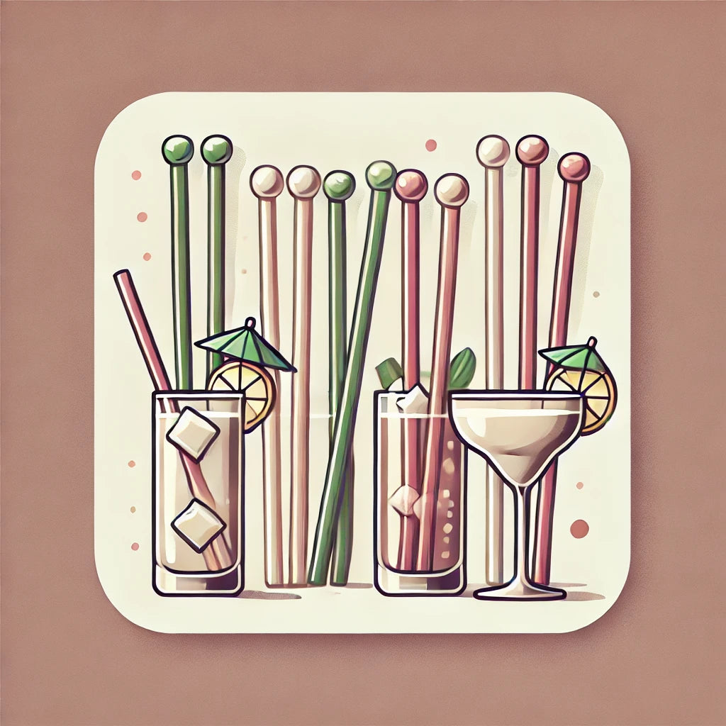 Cocktails servis avec des pailles réutilisables en fibre végétale et minérale