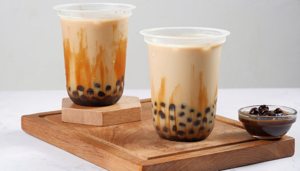 2 bubble tea brown sugar avec lait et billes de tapioca