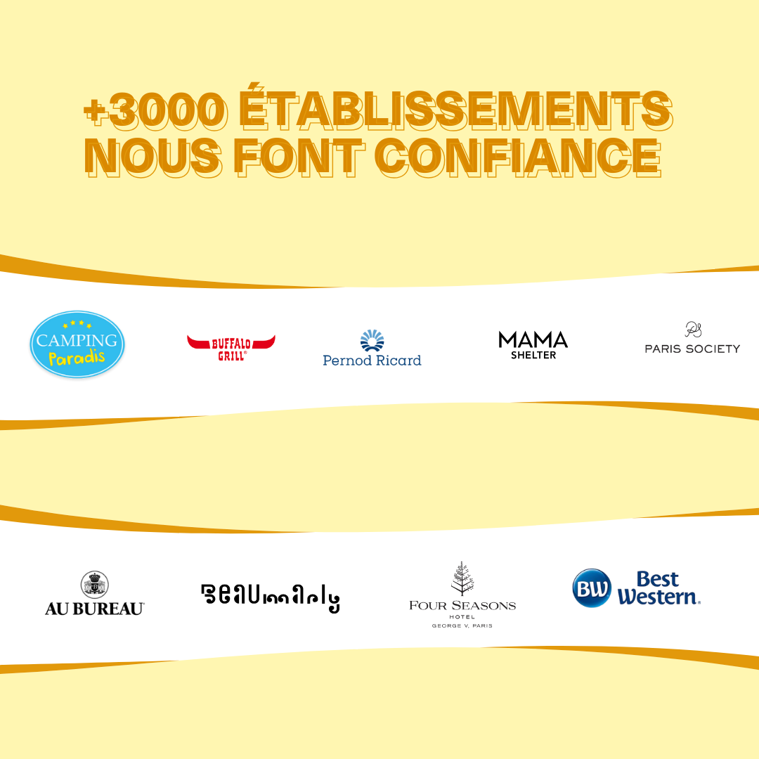 Plus de 3000 établissements partenaires de Straws-Berry dont Camping Paradis, Buffalo Grill, Pernod Ricard, Mama Shelter, Four Seasons et Best Western