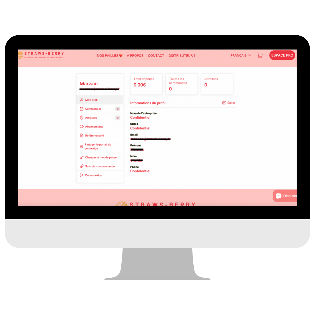 pictogramme d'un écran d'ordinateur fixe avec incrustation d'une page pro Straws-Berry
