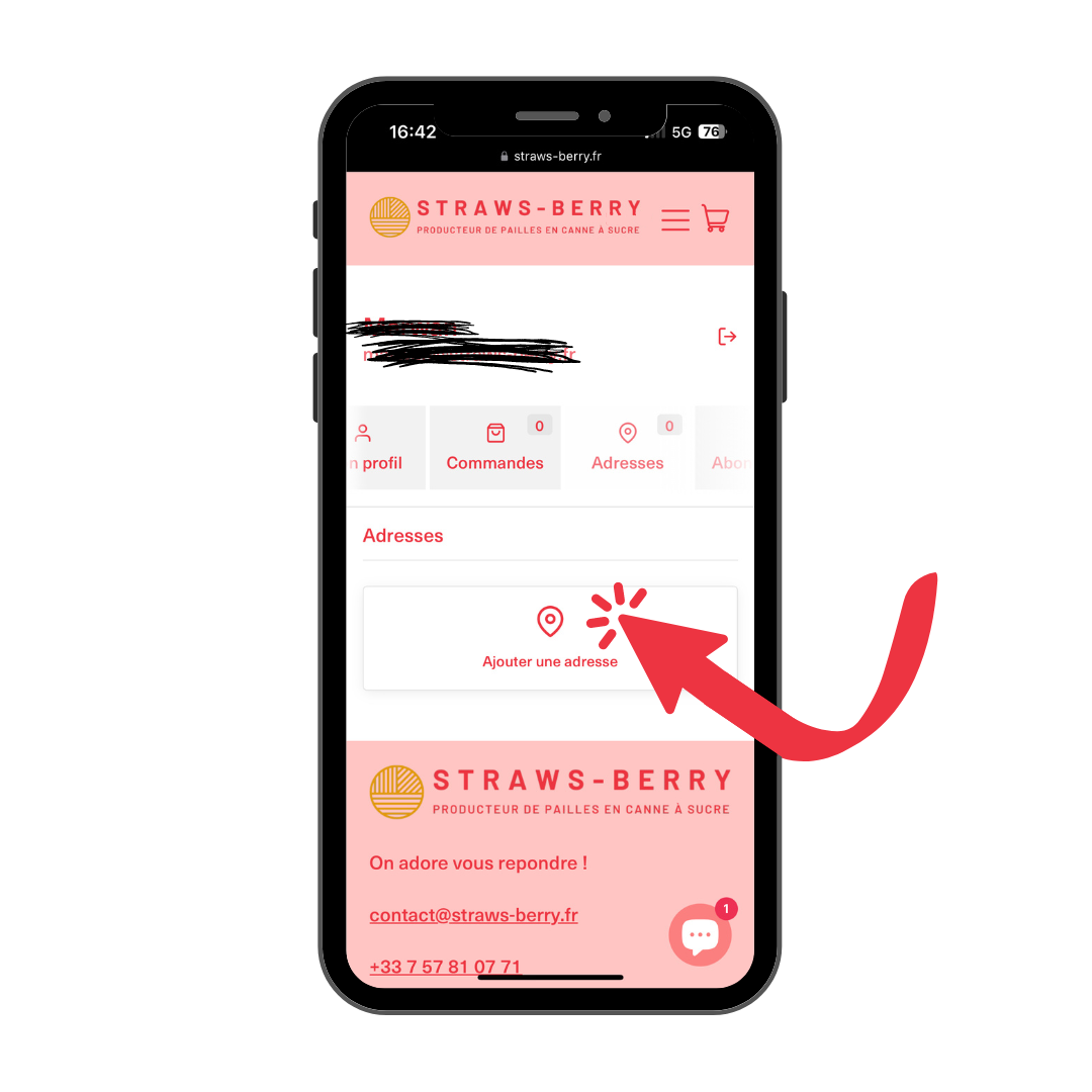 visuel d'une page de commande pro sur le site internet de Straws-Berry depuis un téléphone